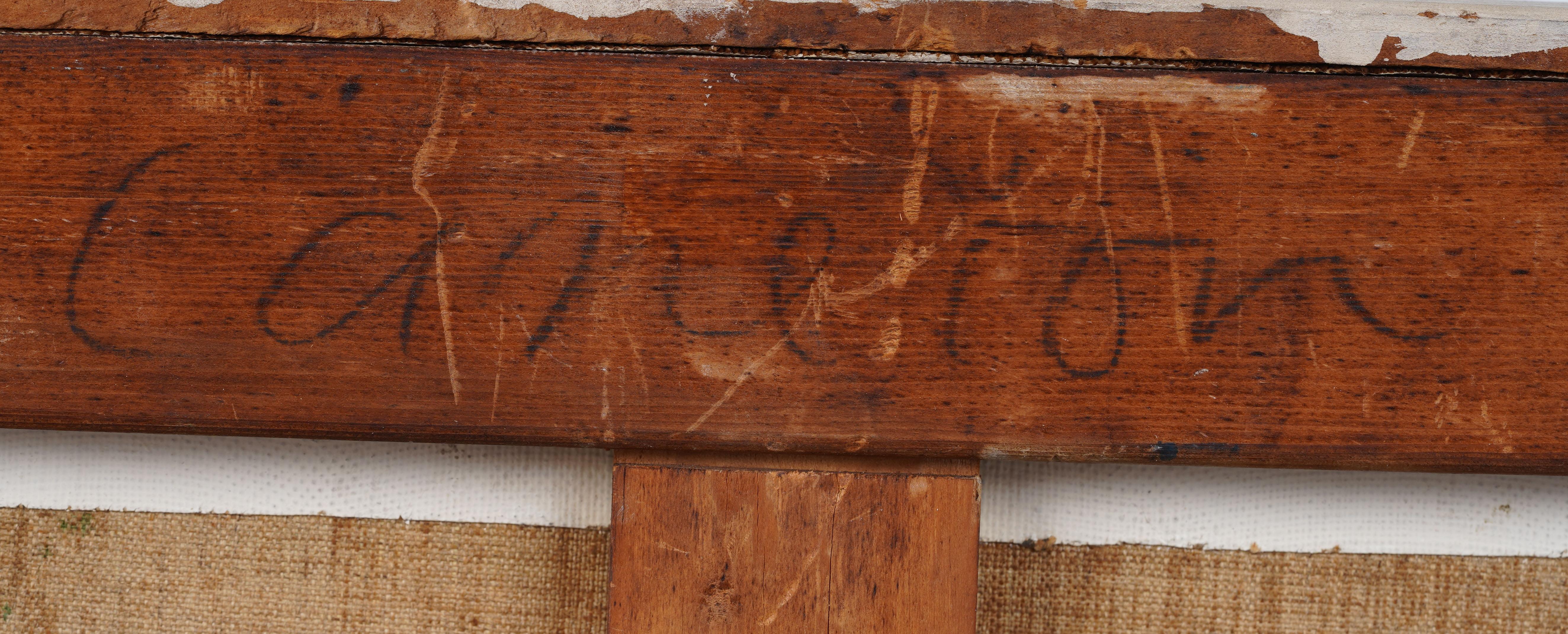 Vintage American Post Impressionist Woman and Bird Encadré Peinture à l'huile en vente 3