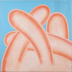 Abstrakte Landschaft, Ölgemälde, amerikanische Psychedelic Modernist, Vintage