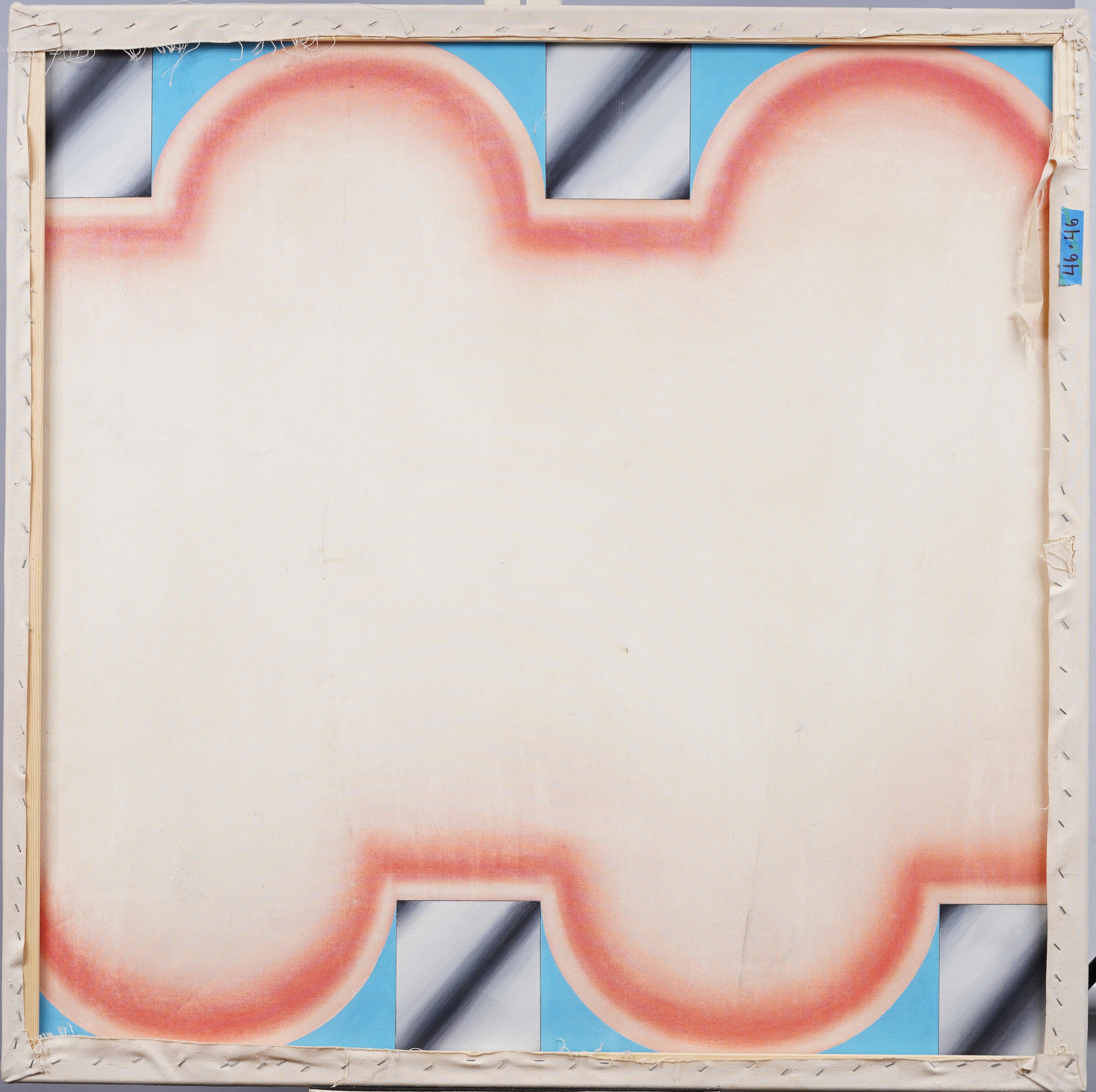 Abstraktes amerikanisches Vintage-Ölgemälde, Psychedelic Modernist, Vintage (Violett), Landscape Painting, von Unknown