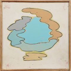 Vintage American School Abstract Ice Cream Sunday Pop Art Peinture surréaliste de nuages