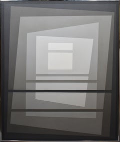 Vintage American School Grisaille Geometric Mid Century Modern Abstract Painting