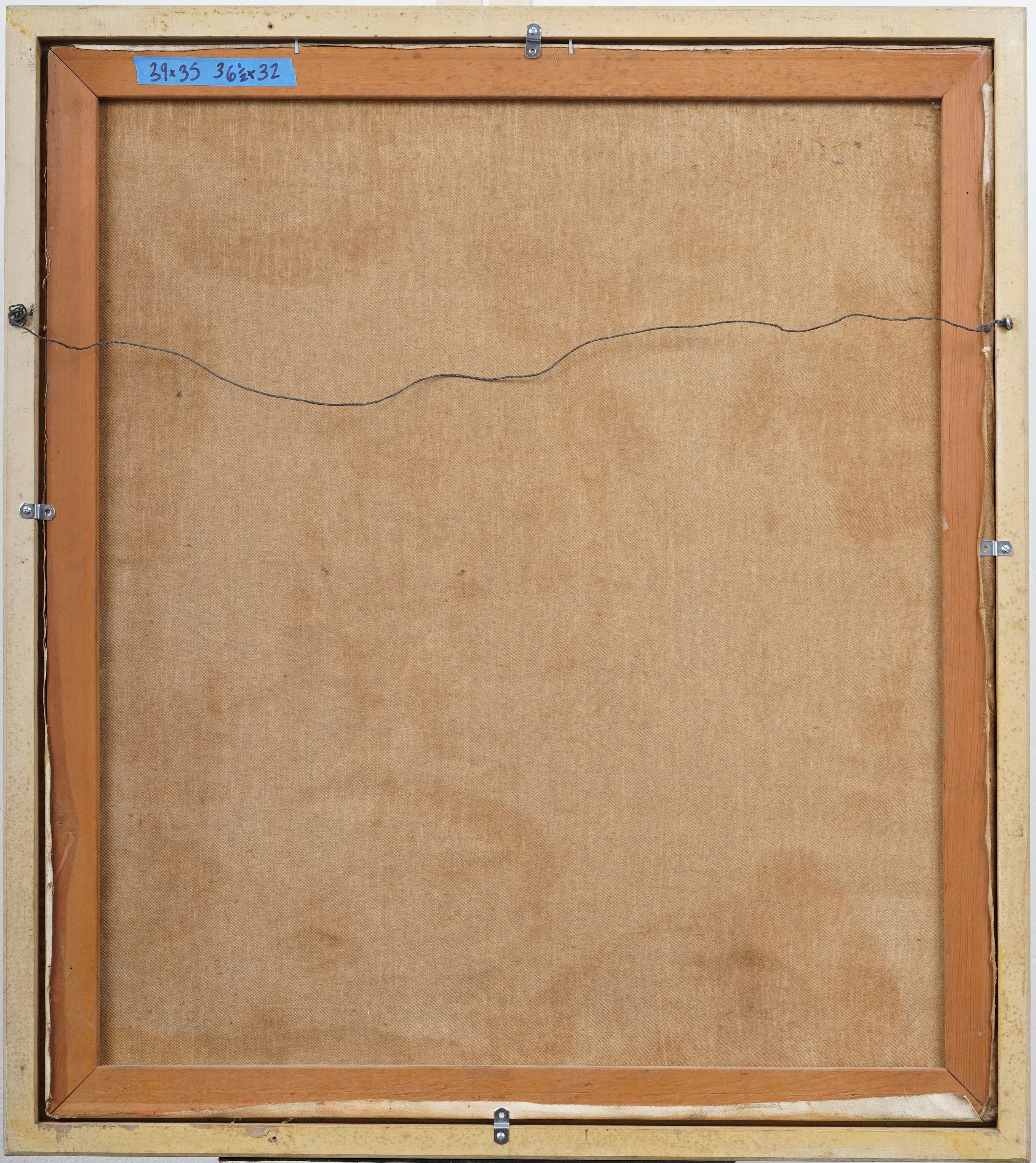 Pittura ad olio d'epoca di scuola americana espressionista astratta di grandi dimensioni con cornice MCM 1