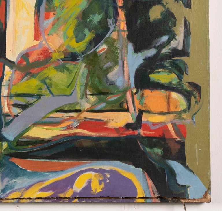 Vintage American School Modernist Abstract Expressionist Still Life Oil Painting For Sale 2