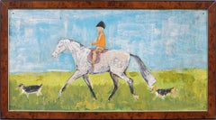 Vintage American School Modernist Paisaje equino Retrato de caballo Pintura al óleo
