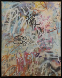 Vintage American School Modernist Framed Original Street Art Abstract Painting