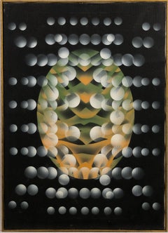 Vintage American School Modernist Geometric Abstract New York School Painting (peinture abstraite géométrique de l'école américaine)