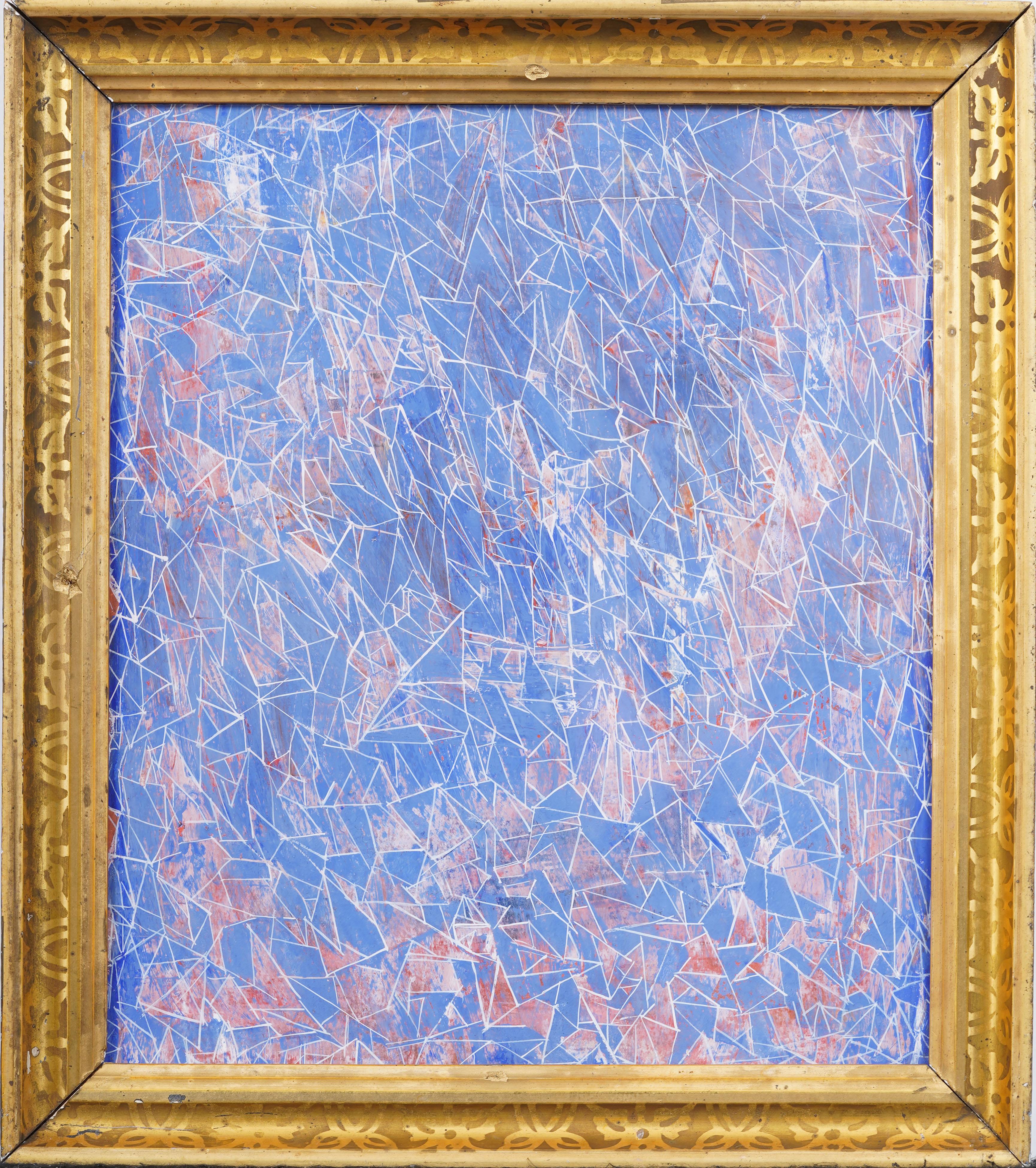 Vintage American School Modernist Gilt Framed Abstract Expressionist Painting - Purple Abstract Painting by Unknown