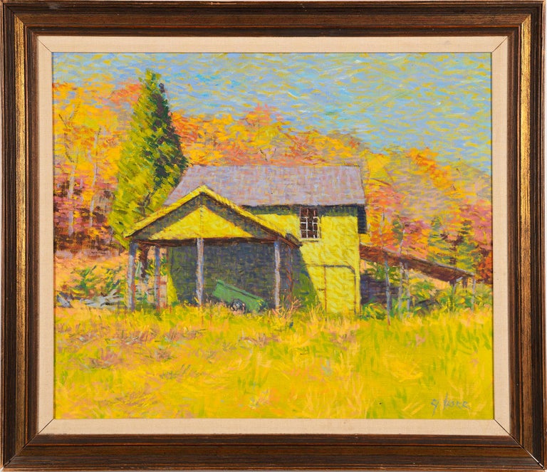 Unknown Landscape Painting - Vintage American School Modernist Old Lyme Connecticut New England Oil Painting