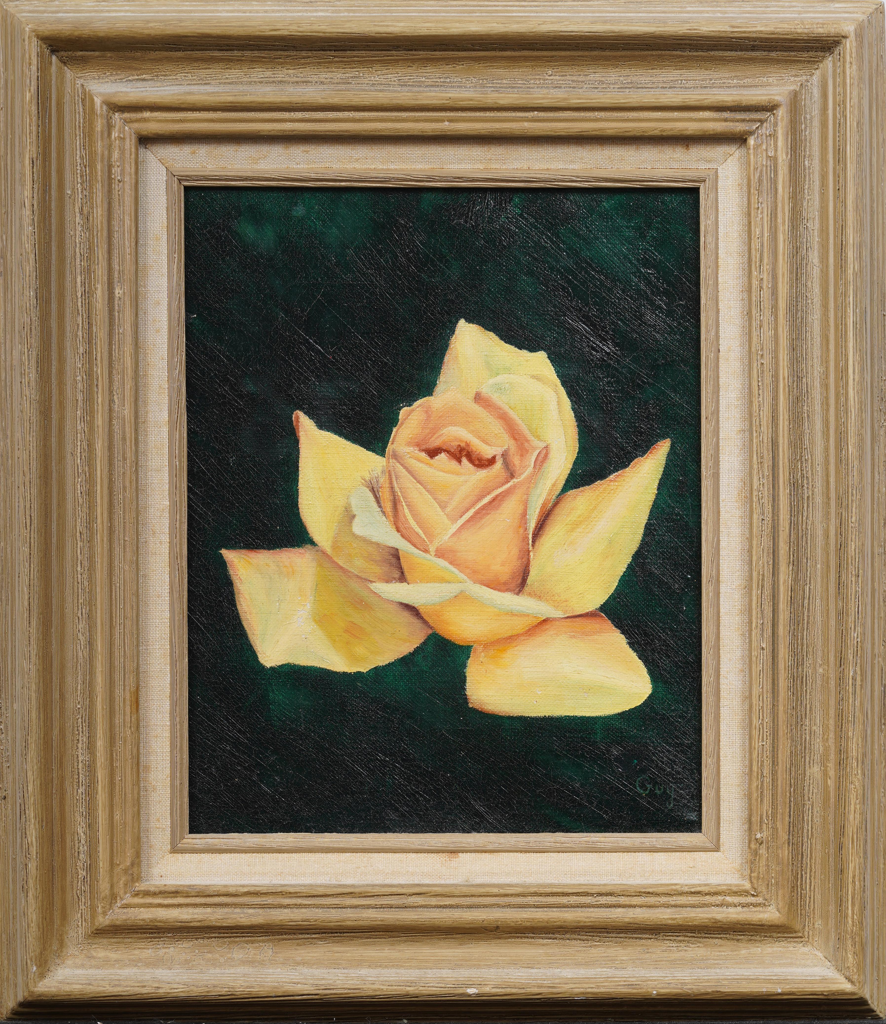 Quadro d'epoca di scuola americana Modernista con fiori di rosa e natura morta ben incorniciata - Painting di Unknown
