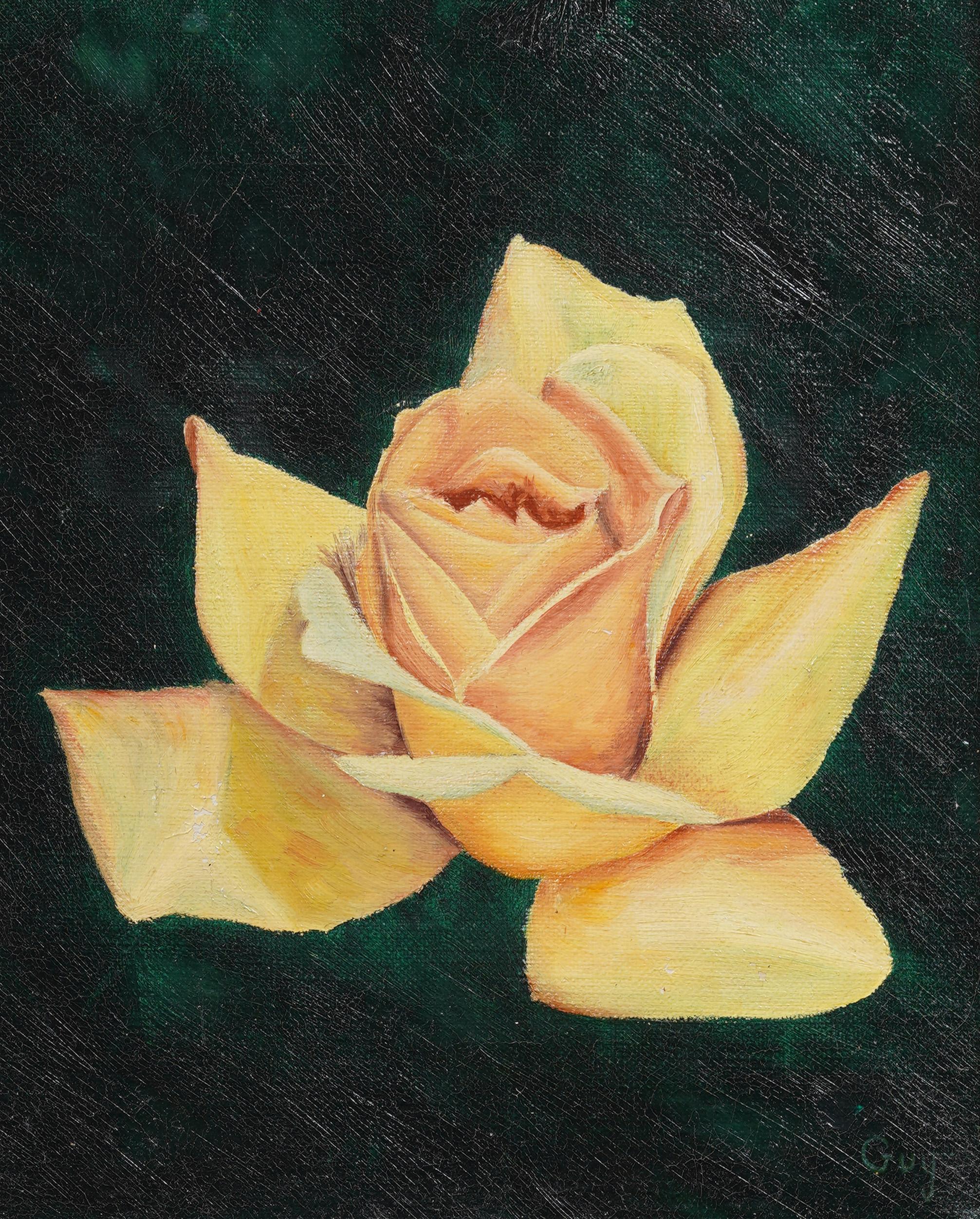 Quadro d'epoca di scuola americana Modernista con fiori di rosa e natura morta ben incorniciata - Painting Moderno di Unknown