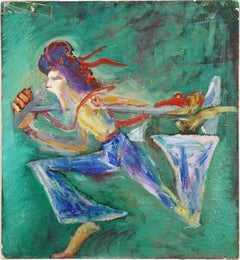 Original-Ölgemälde, American School, Pop-Art, Musiker, Singen, Rockstar