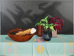 Vintage American School Realist Trompe L'Oeil Küche Stillleben Ölgemälde