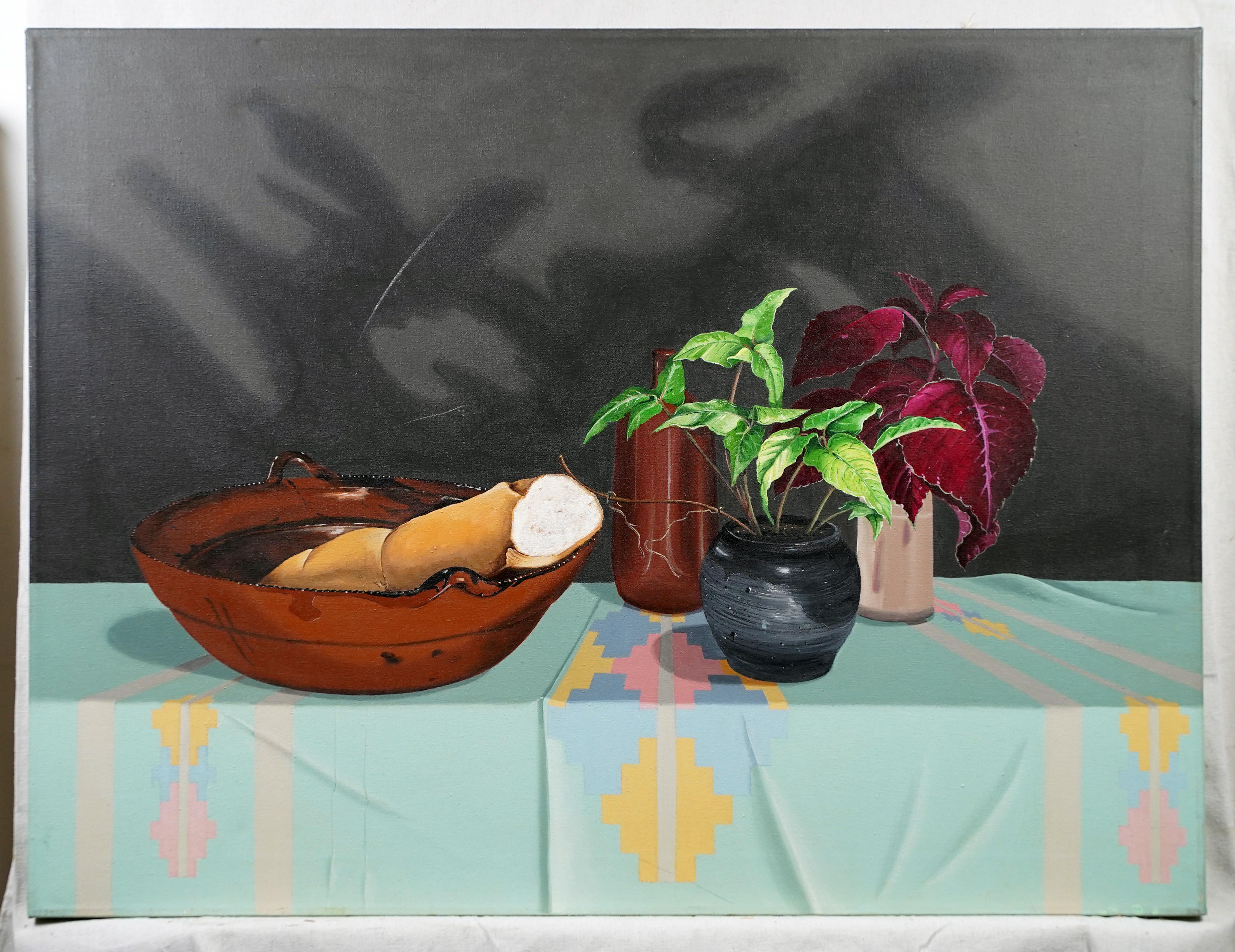 Incredibly well painted American realist still life oil painting.  Oil on canvas.  Signed verso.
