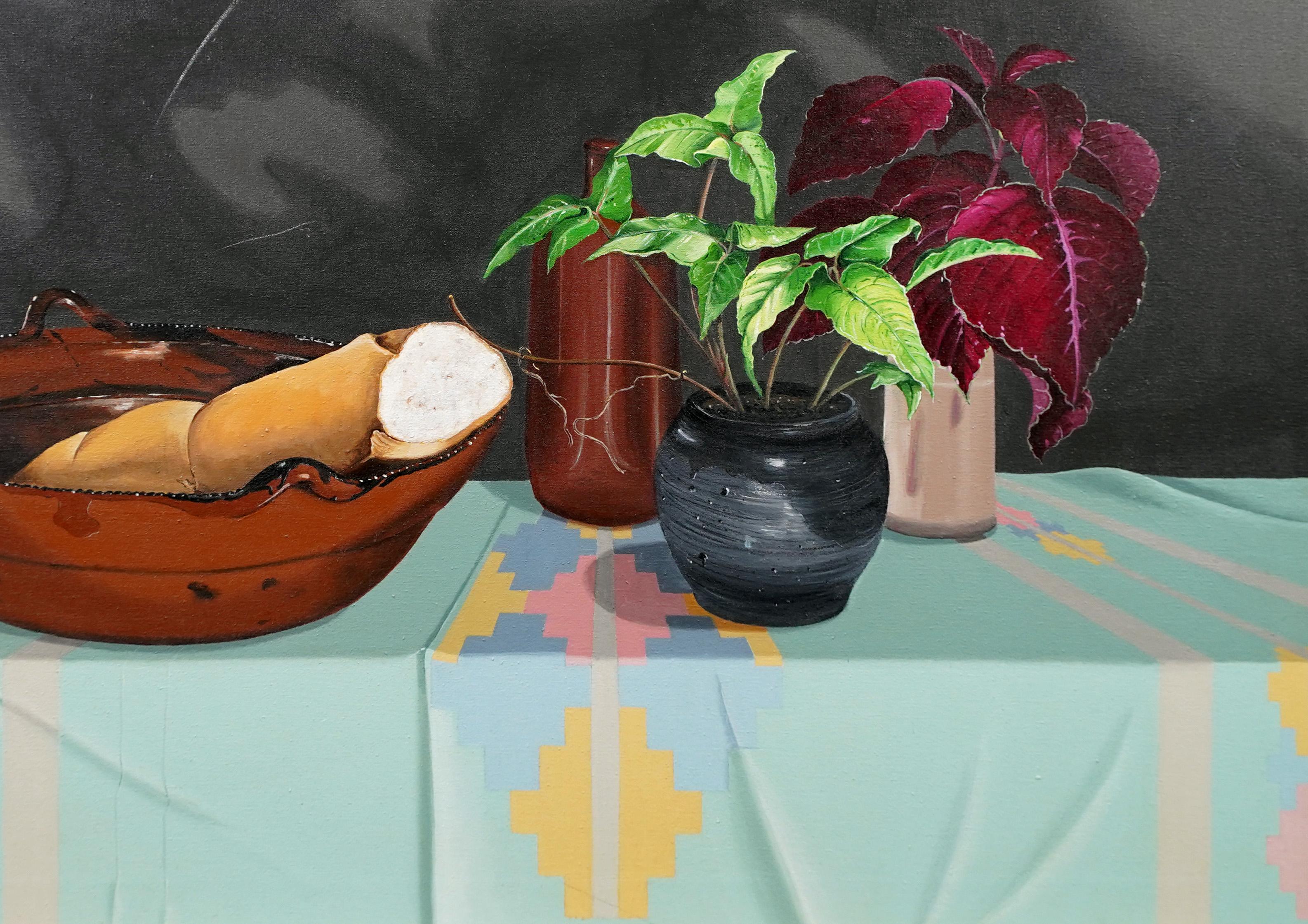 Vintage American School Realist Trompe L'Oeil Kitchen Still Life Oil Painting For Sale 3