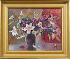 Vintage American School Signed Impressionist Flower Still Life Rare Oil Painting