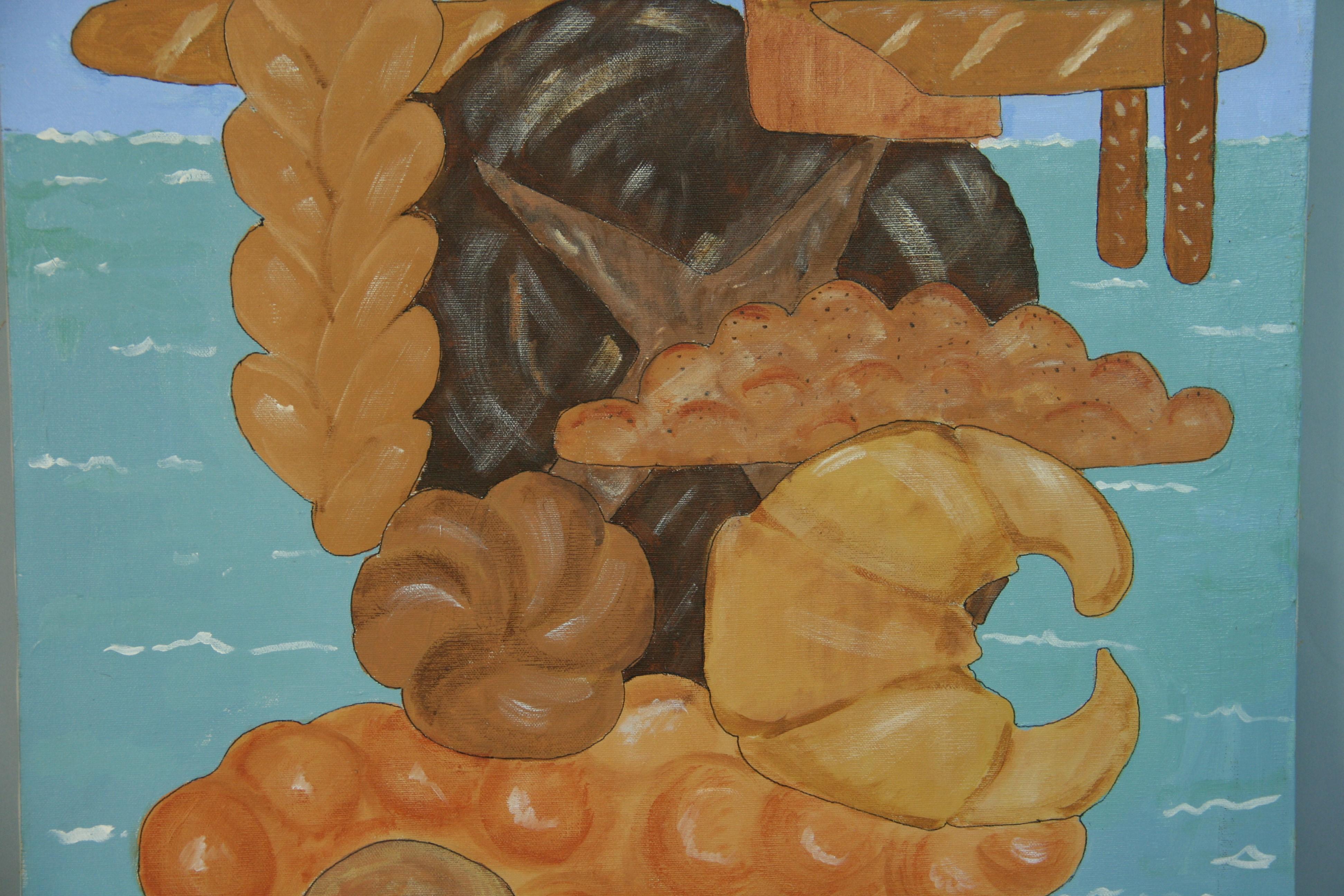 Amerikanisches surreales Vintage-Skulptur-Gemälde „Bread upon The Waters“, Acryl auf Leinwand im Angebot 1