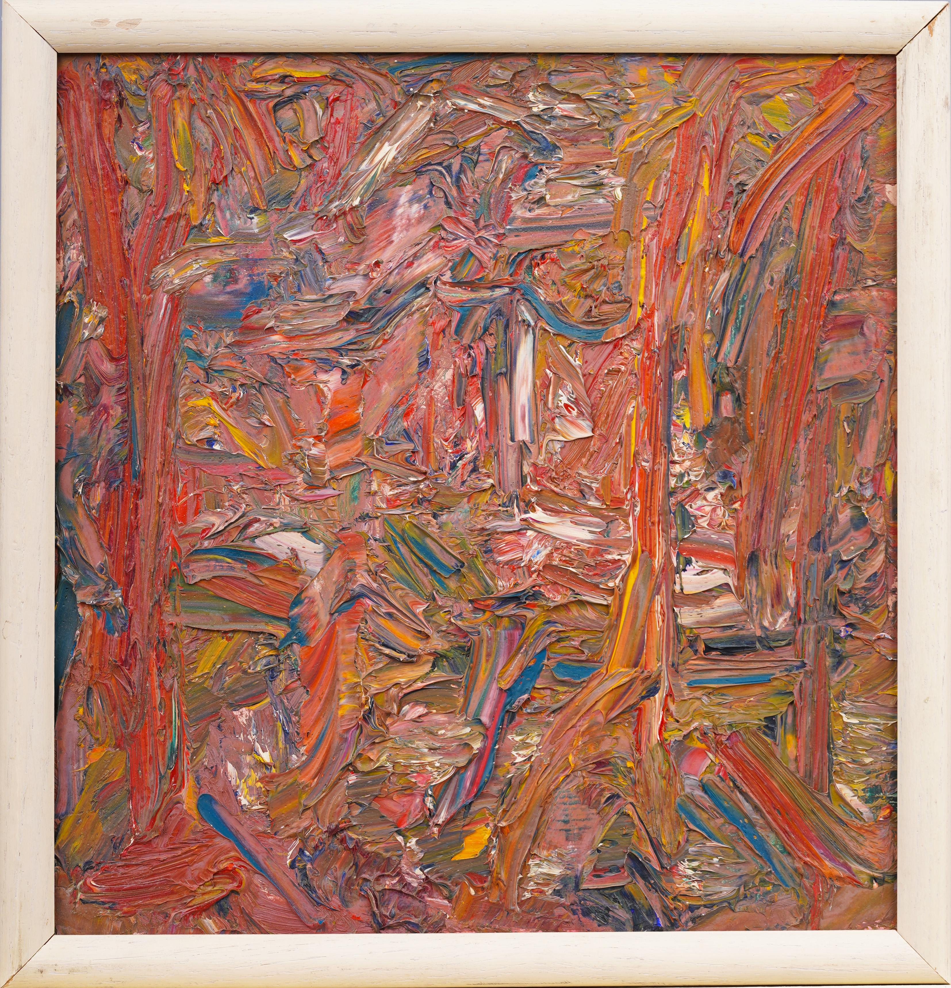 Unknown Abstract Painting - Vintage American Thick Impasto Framed Abstract Oil Painting