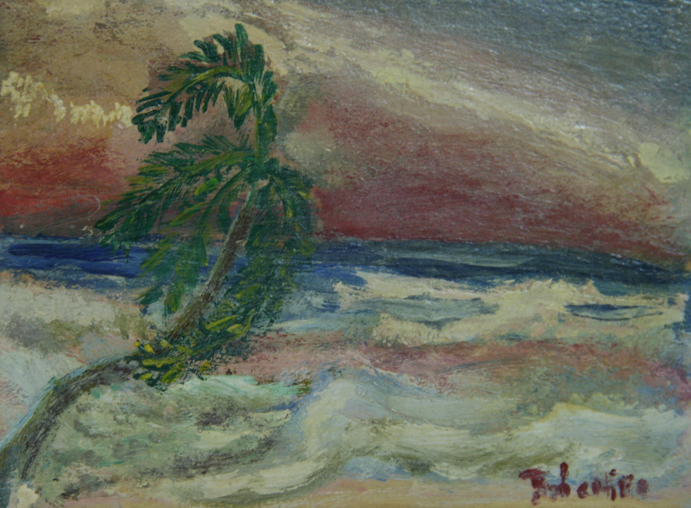 Vintage American Tropical Seascape Oil Painting 1960's For Sale 1