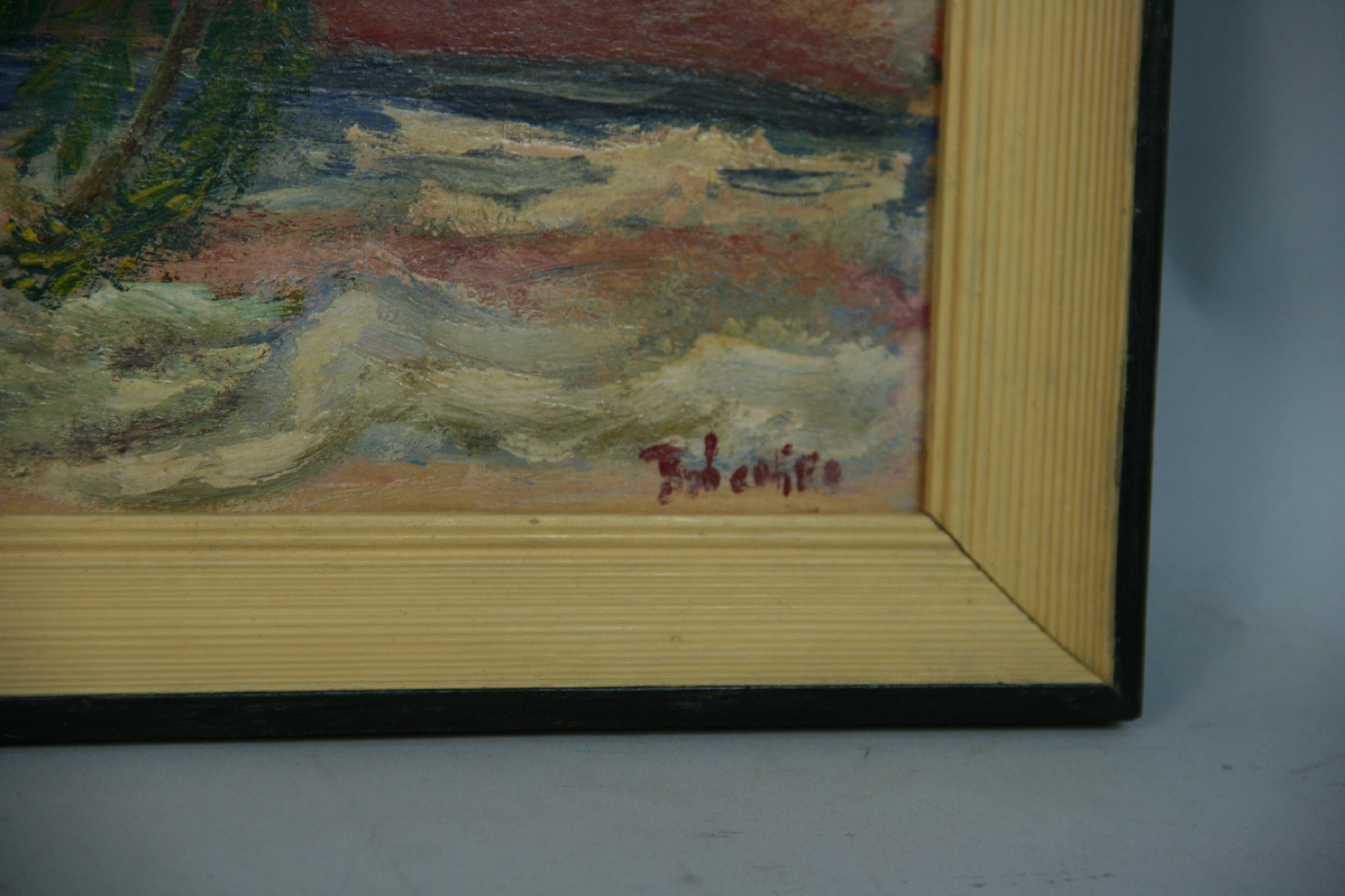 Vintage American Tropical Seascape Oil Painting 1960's For Sale 4