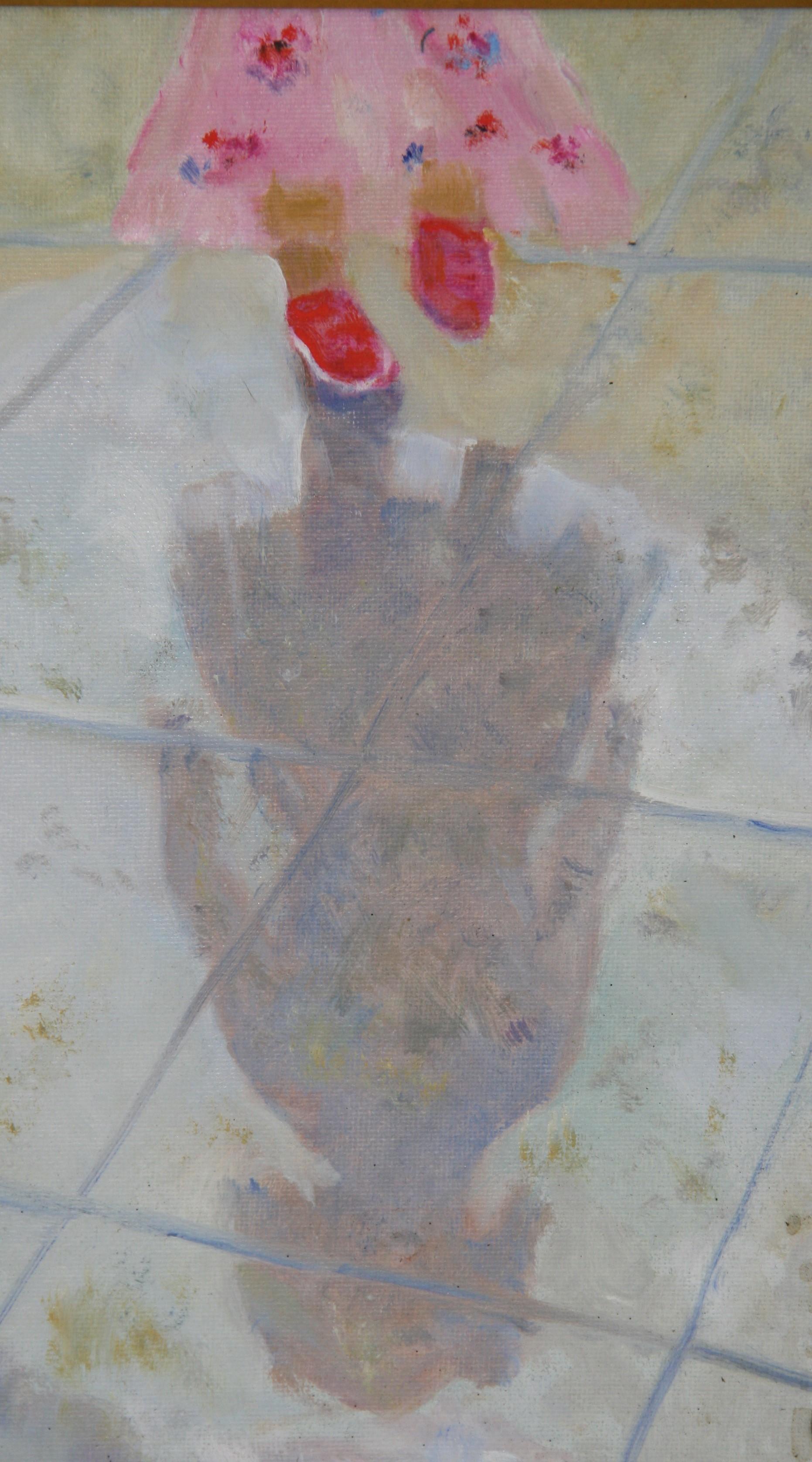 Jeune fille américaine vintage  Peinture figurative Reflections Of an Older Me 1985 - Marron Figurative Painting par Unknown