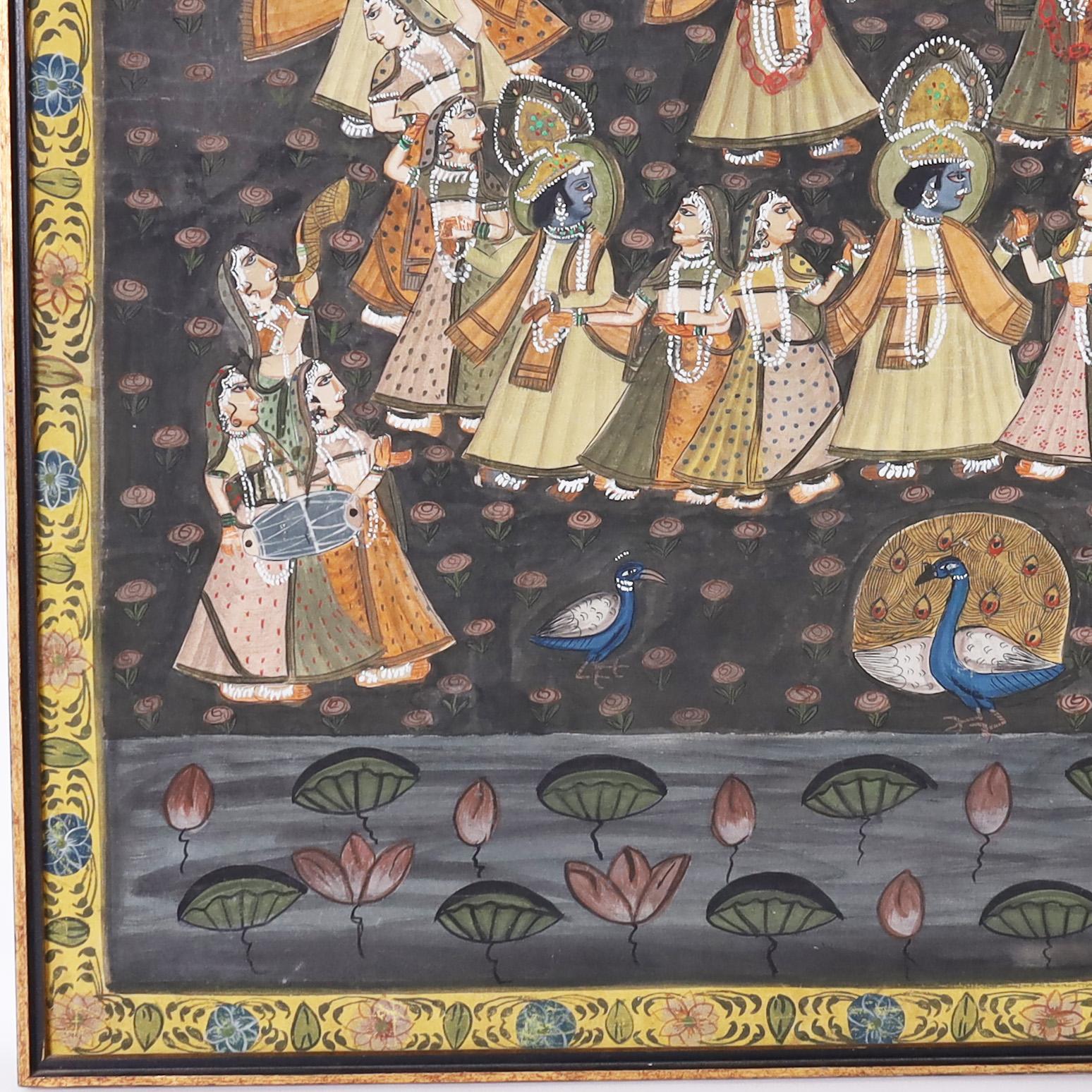 Vintage Anglo Indian Pishhwai Painting of Krishna For Sale 4