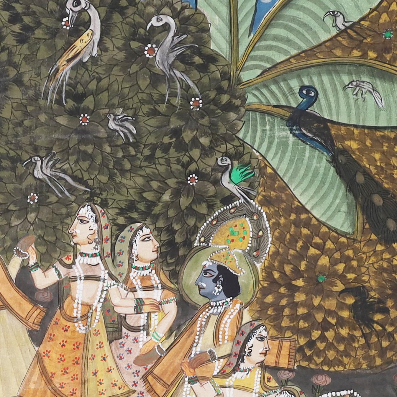 Vintage Anglo Indian Pishhwai Painting of Krishna For Sale 6
