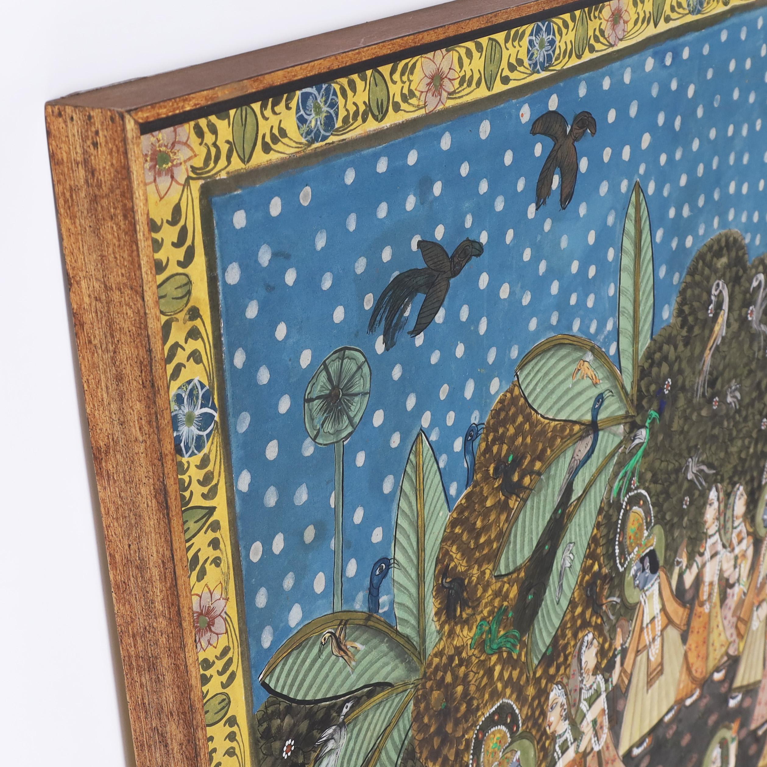 Anglo-indisches Pishhwai-Gemälde von Krishna, Vintage im Angebot 6