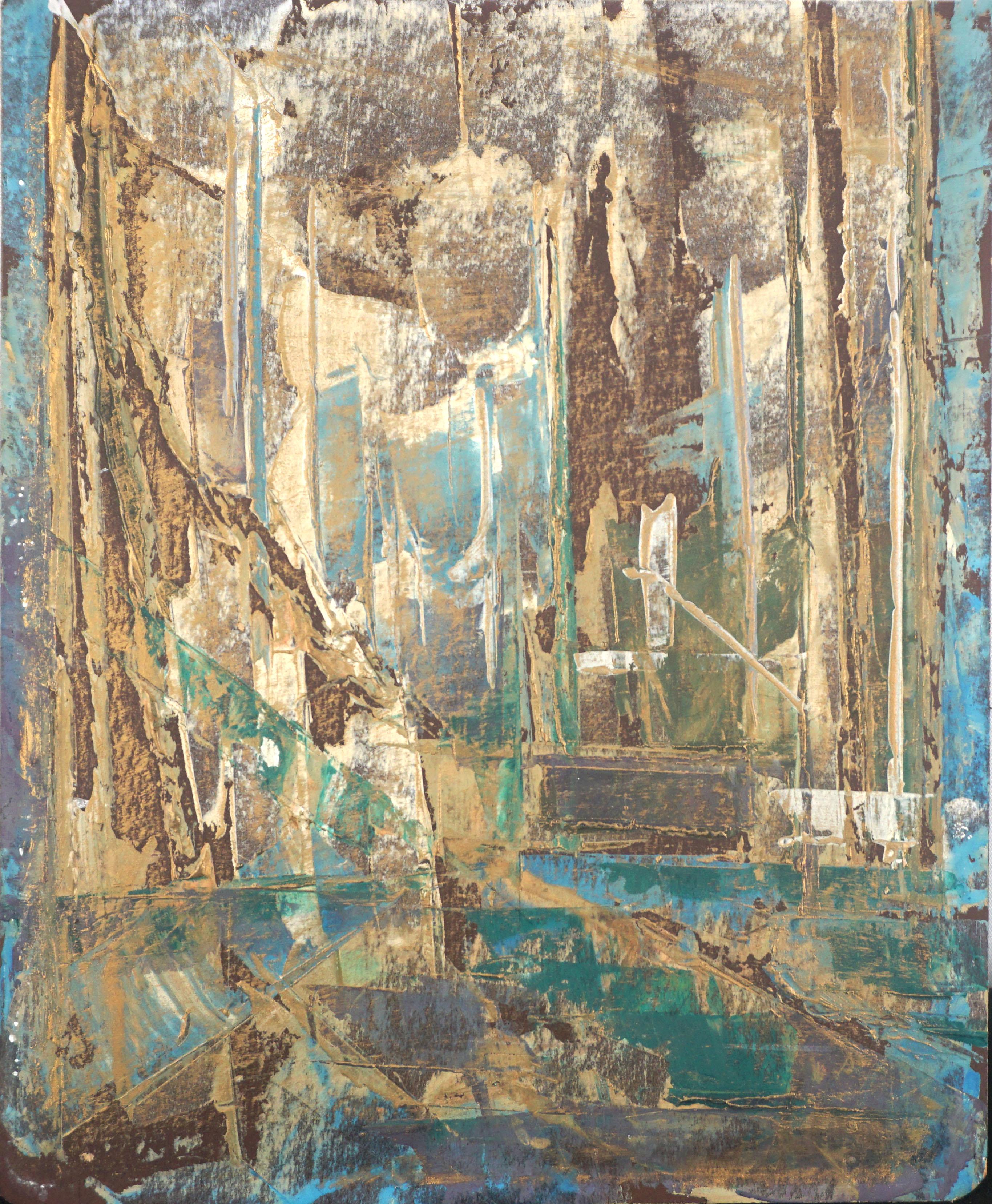 Abstract Painting di Unknown - Vintage Architectonic Abstracted Cityscape