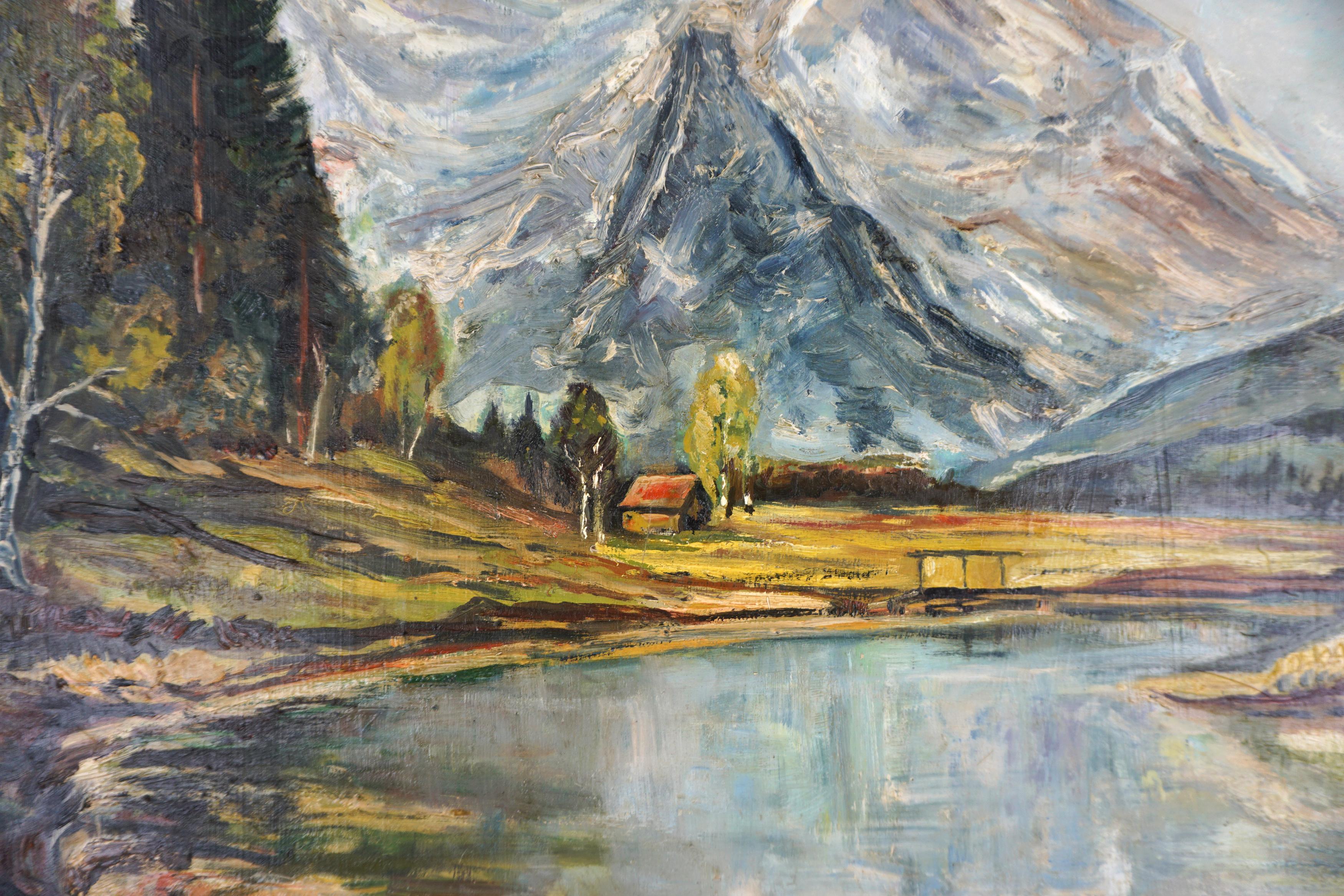 Paesaggio bavarese vintage in stile europeo - Painting Impressionismo di Unknown