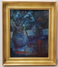 Vintage "Blue and Orange and Green Study" Still Life Oil Painting by Thorpe
