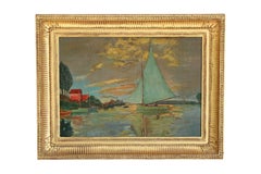 Vintage By von Claude Monets Segelbooten auf der Seine in Petit-Gennevilliers