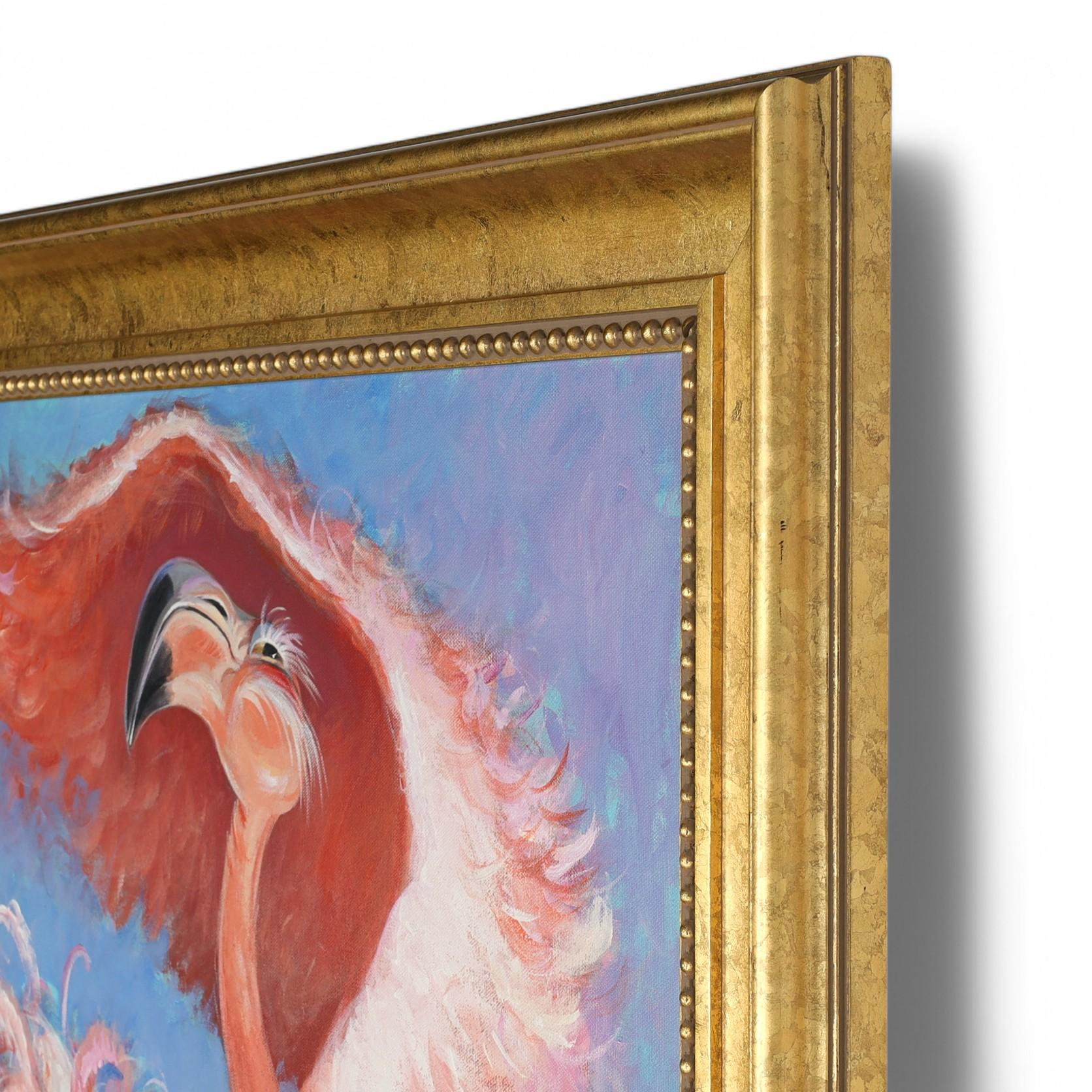 Peinture Flamingo vintage de Dancing Flamingo de Dan Poole en vente 5