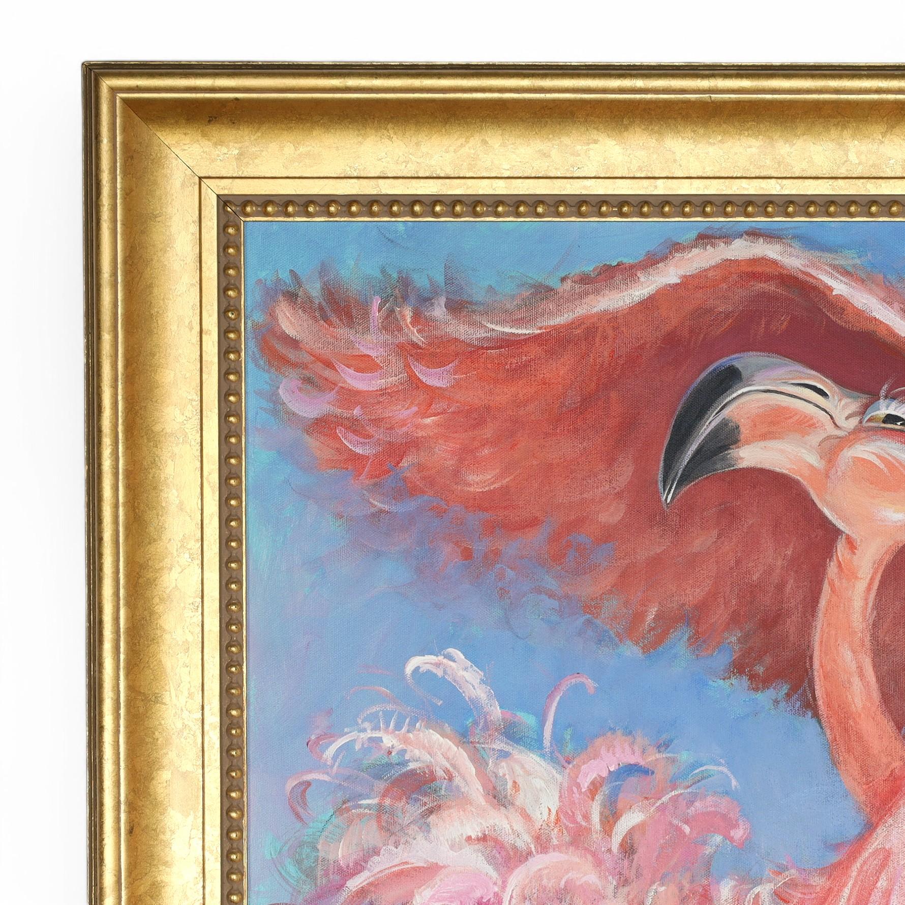 Peinture Flamingo vintage de Dancing Flamingo de Dan Poole - Painting de Unknown