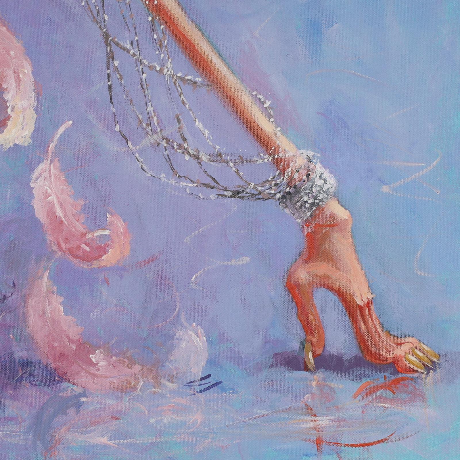 Peinture Flamingo vintage de Dancing Flamingo de Dan Poole en vente 4