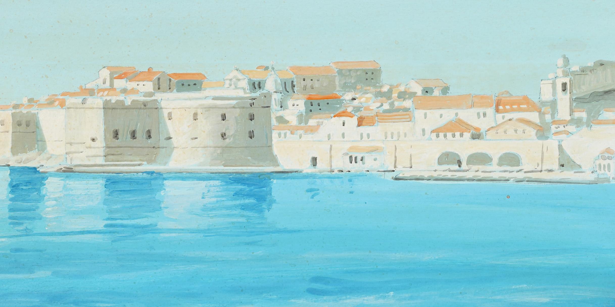 Vintage Impressionista Europeo Paesaggio marino costiero Mediterraneo Townes Pittura in vendita 2
