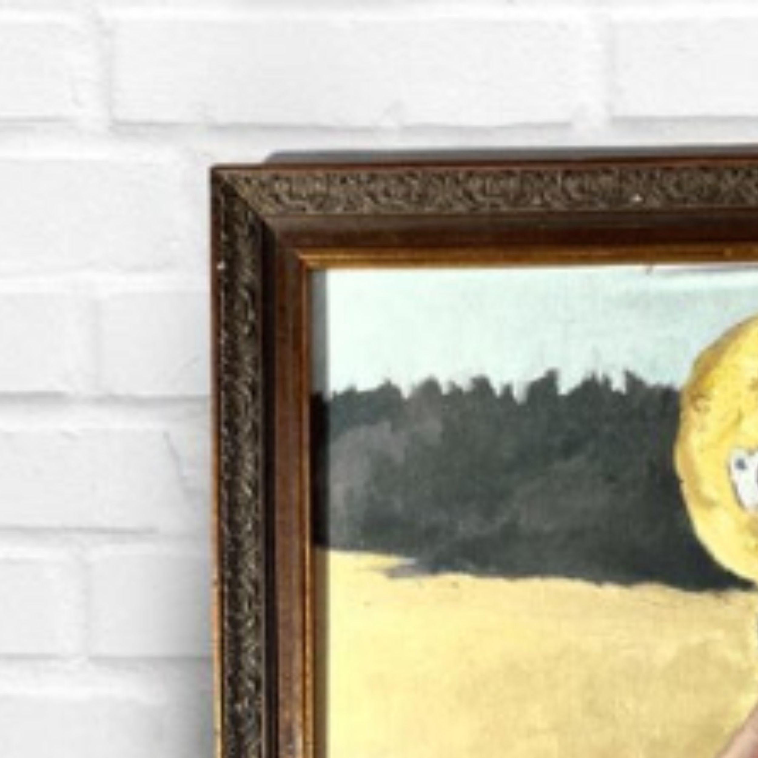 Expresionismo Vintage Pintura Acrílica Sobre Madera Mitad Chica Mitad Caballo en venta 2