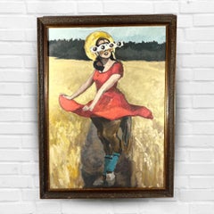 Espressionismo d'epoca Pittura acrilica su legno Metà ragazza Metà cavallo