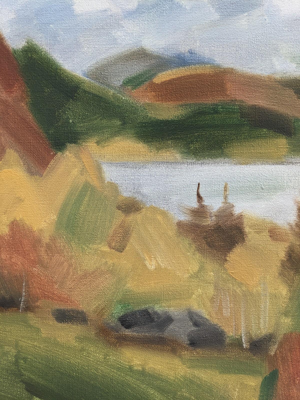 Vintage Expressionist Framed Landscape Oil Painting - Autumn View For Sale 3