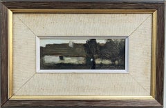 Vintage Expressionist Swedish Framed Oil Painting - Figure by a Cottage