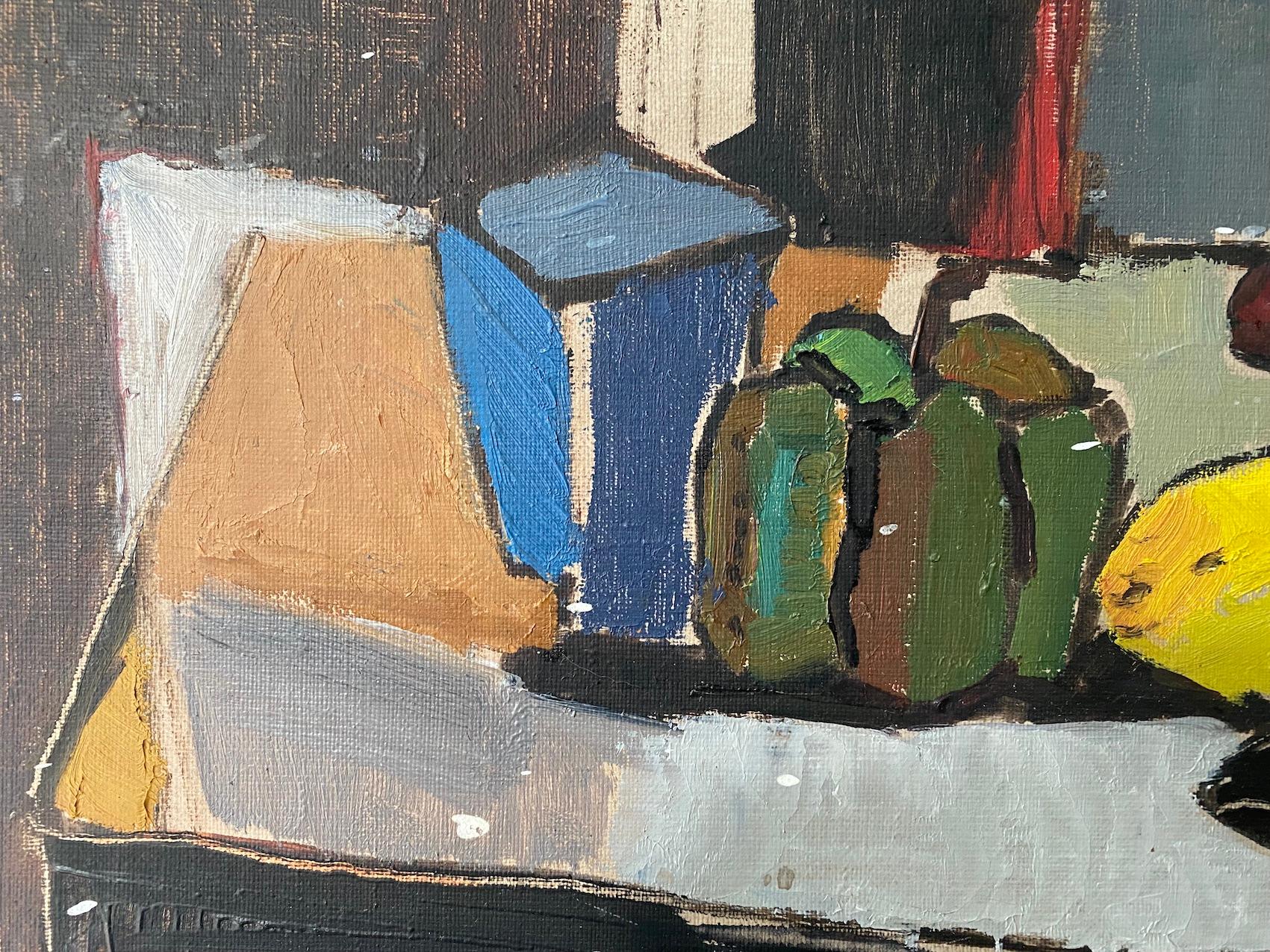 Vintage Expressionist Swedish Framed Oil Painting - Still Life with Fish 1