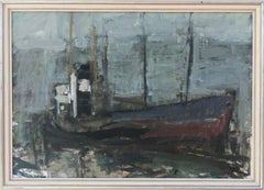 Vintage Expressionist Swedish Seascape Framed Oil Painting - The Trawler
