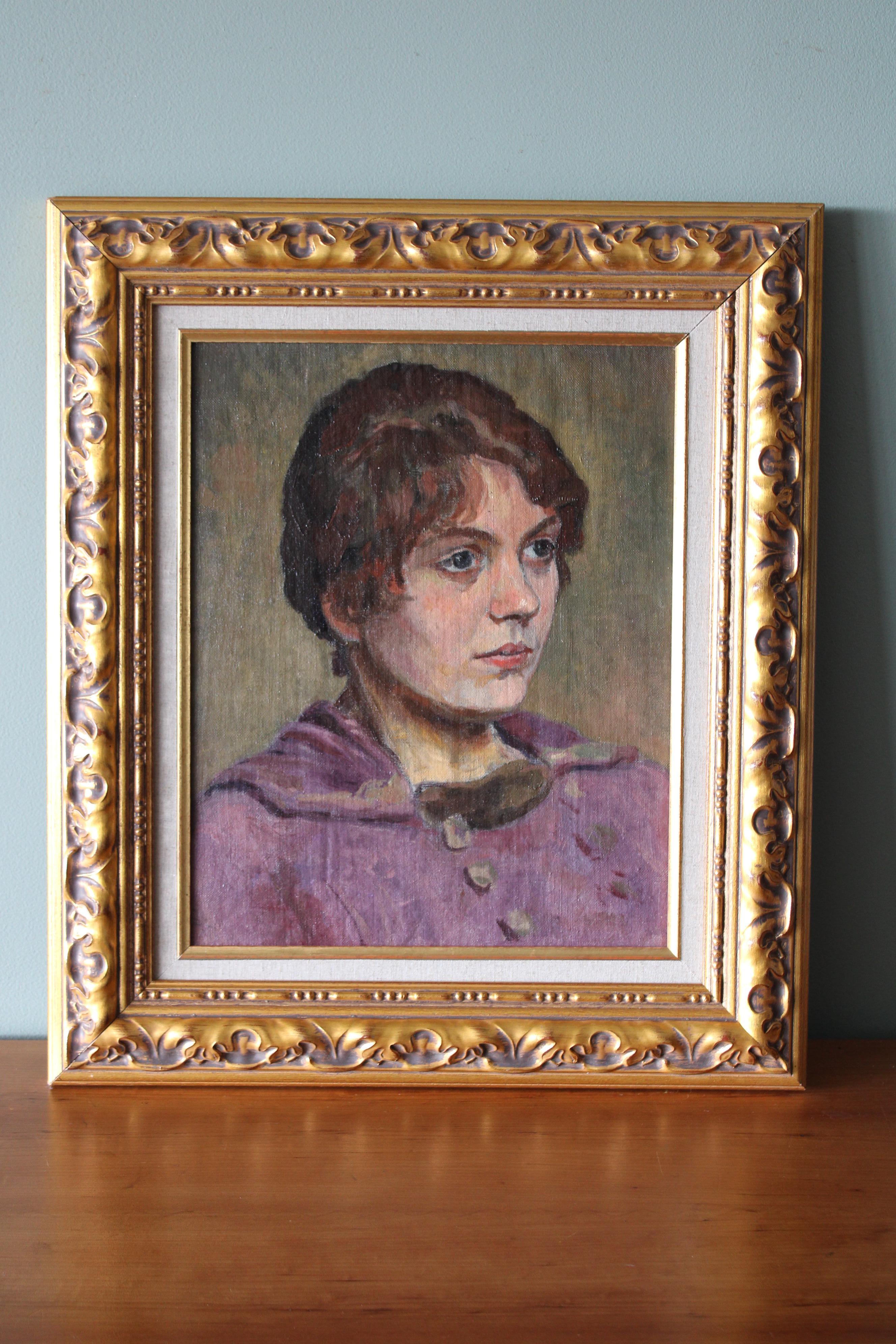 Frauenporträt postimpressionistisches französisches weibliches Original-Ölgemälde (Post-Impressionismus), Painting, von Unknown