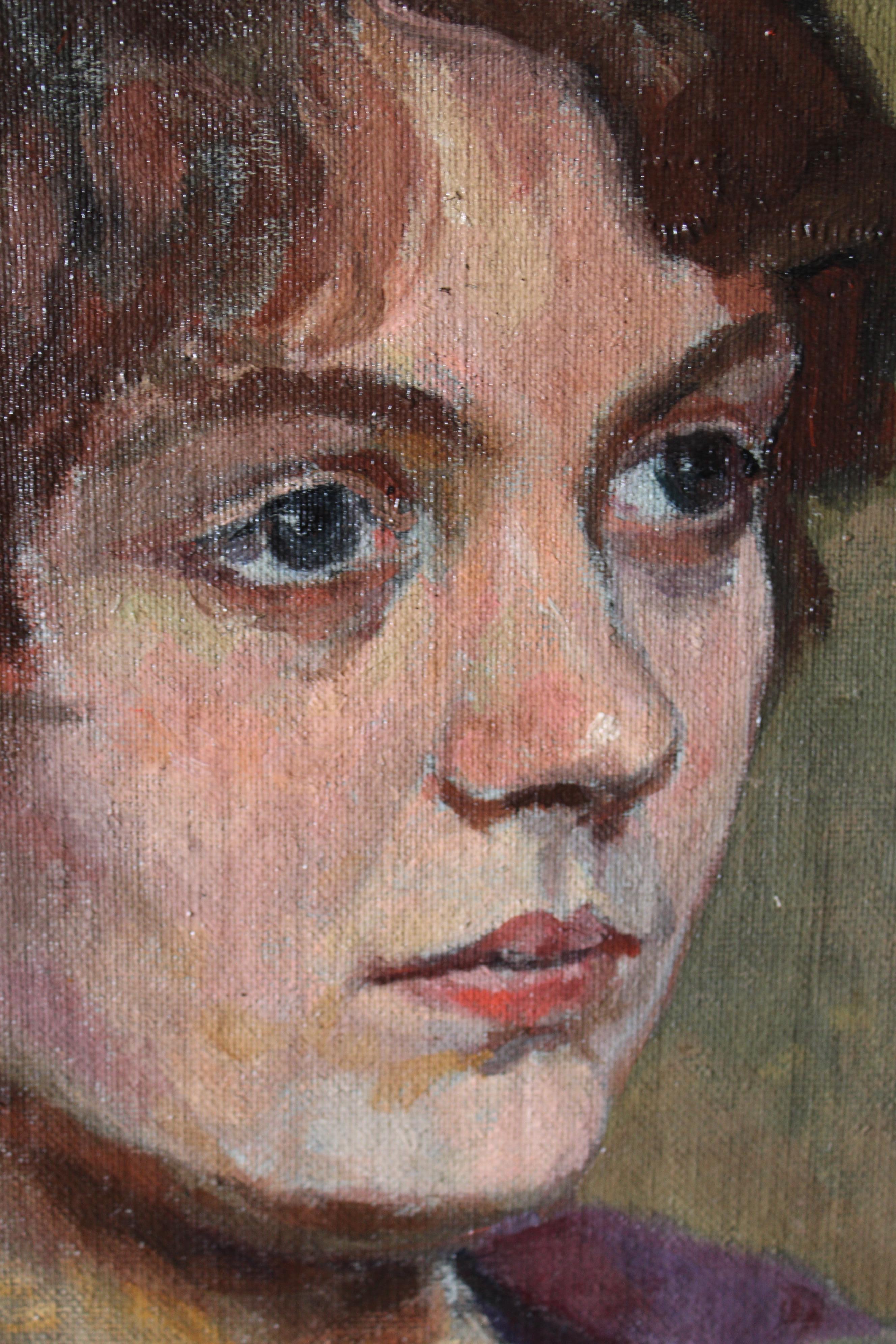 Frauenporträt postimpressionistisches französisches weibliches Original-Ölgemälde im Angebot 1