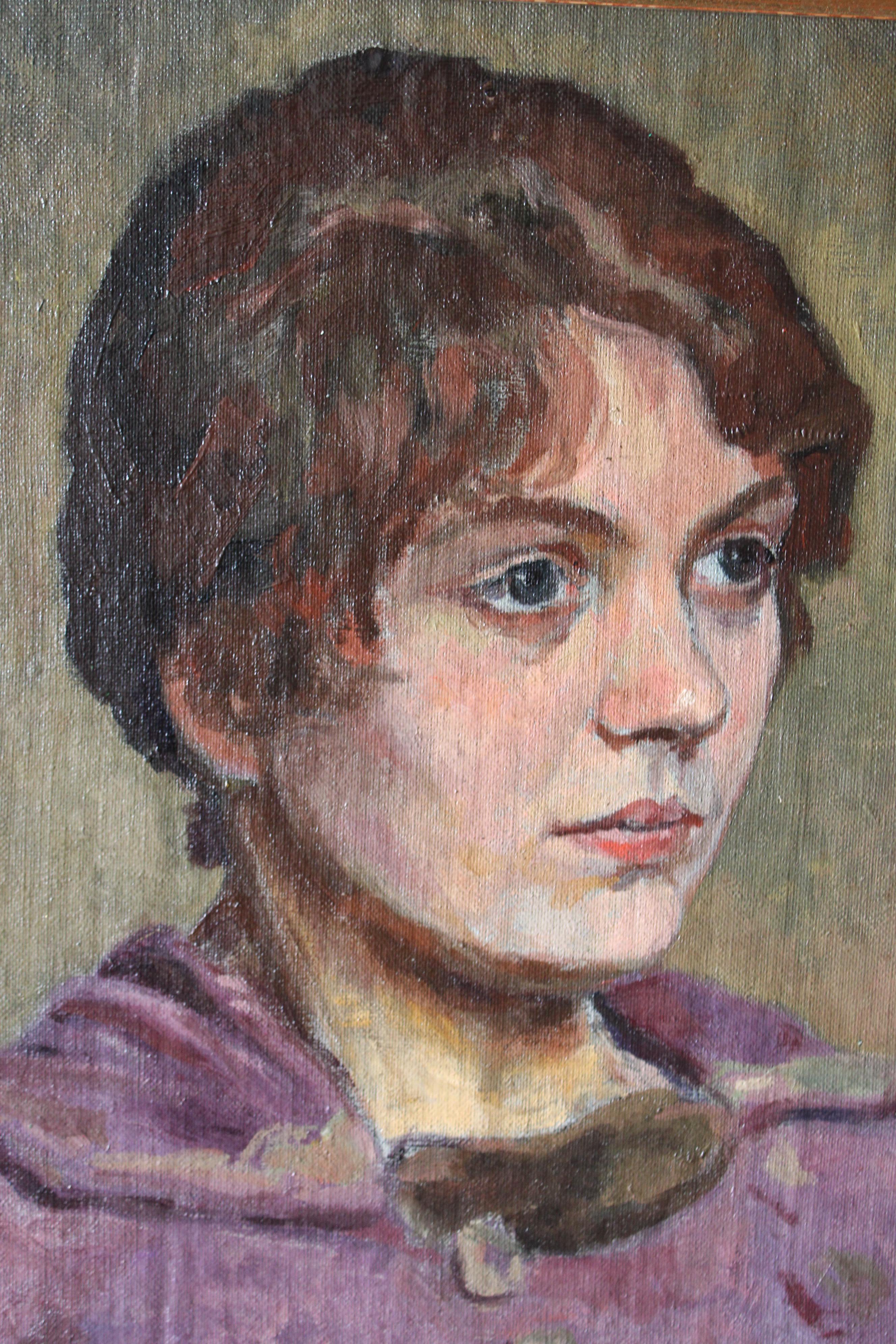 Frauenporträt postimpressionistisches französisches weibliches Original-Ölgemälde im Angebot 2