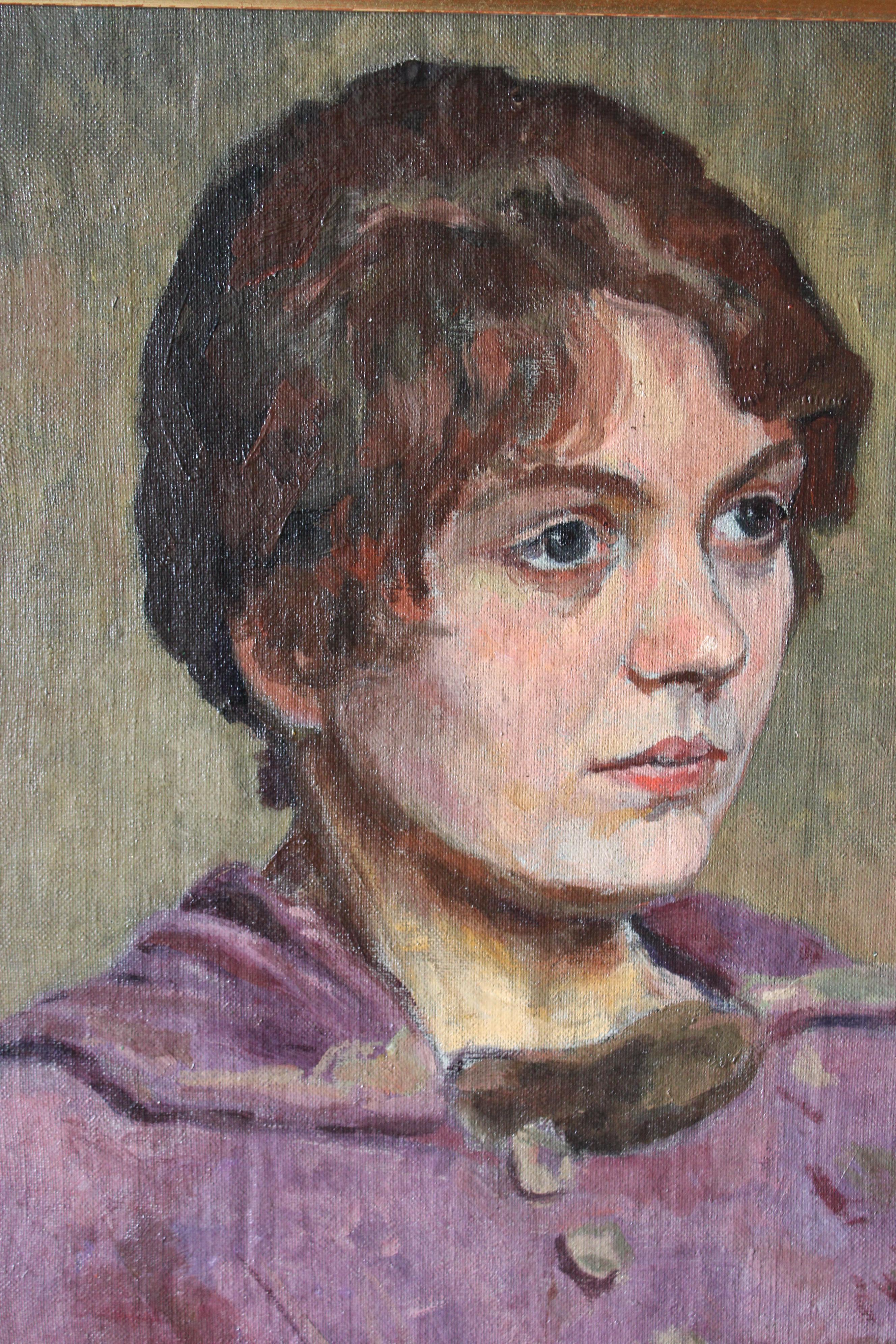 Frauenporträt postimpressionistisches französisches weibliches Original-Ölgemälde im Angebot 3