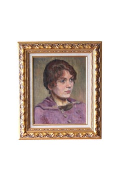 Ritratto di donna post-impressionista francese dipinto ad olio originale femminile