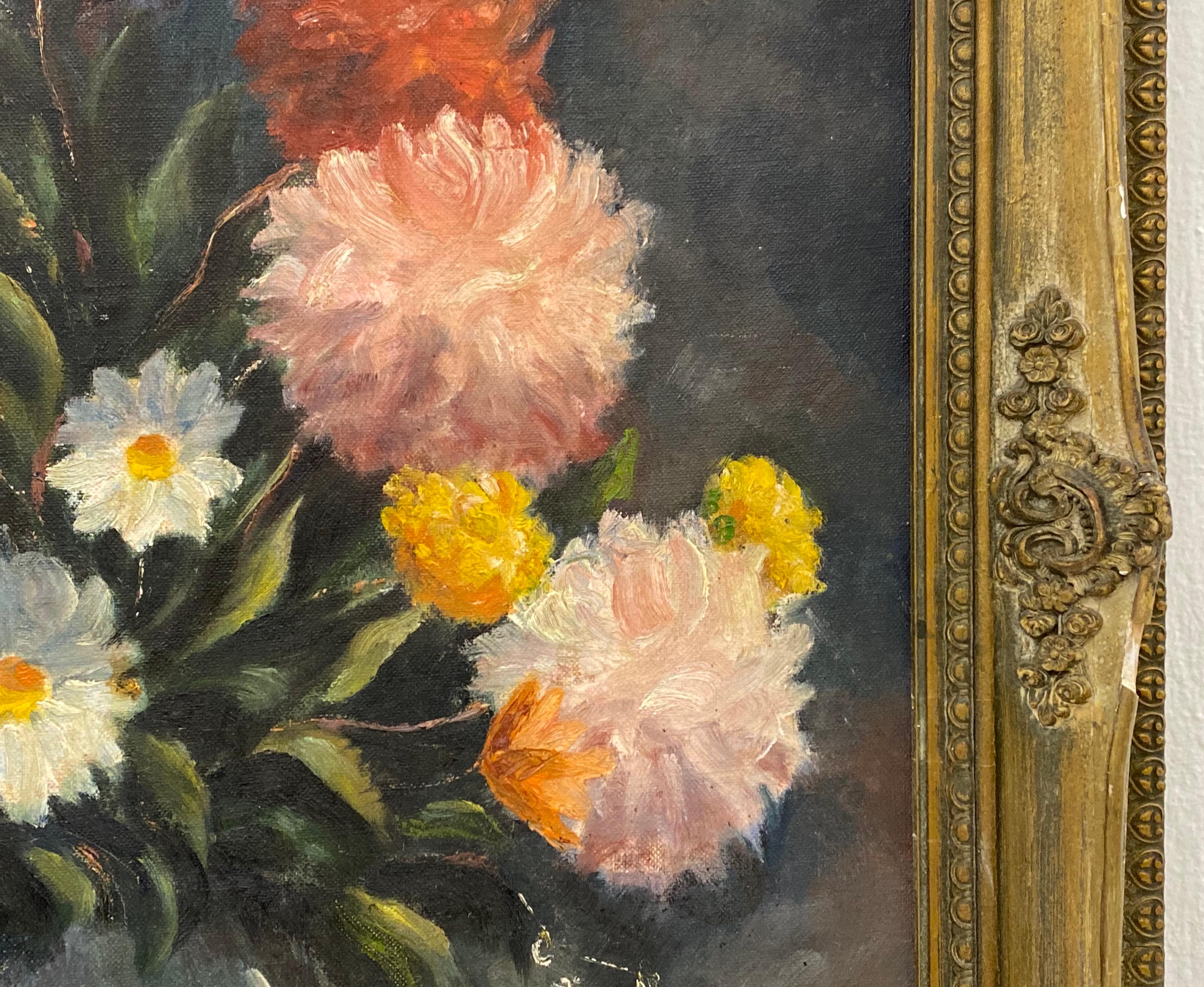 Vintage Floral Still Life Oil Painting C.1940s 1