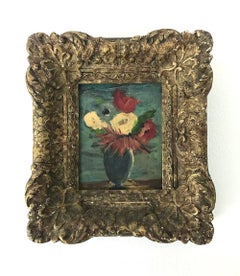 Antique Flower Painting with Antique Frame