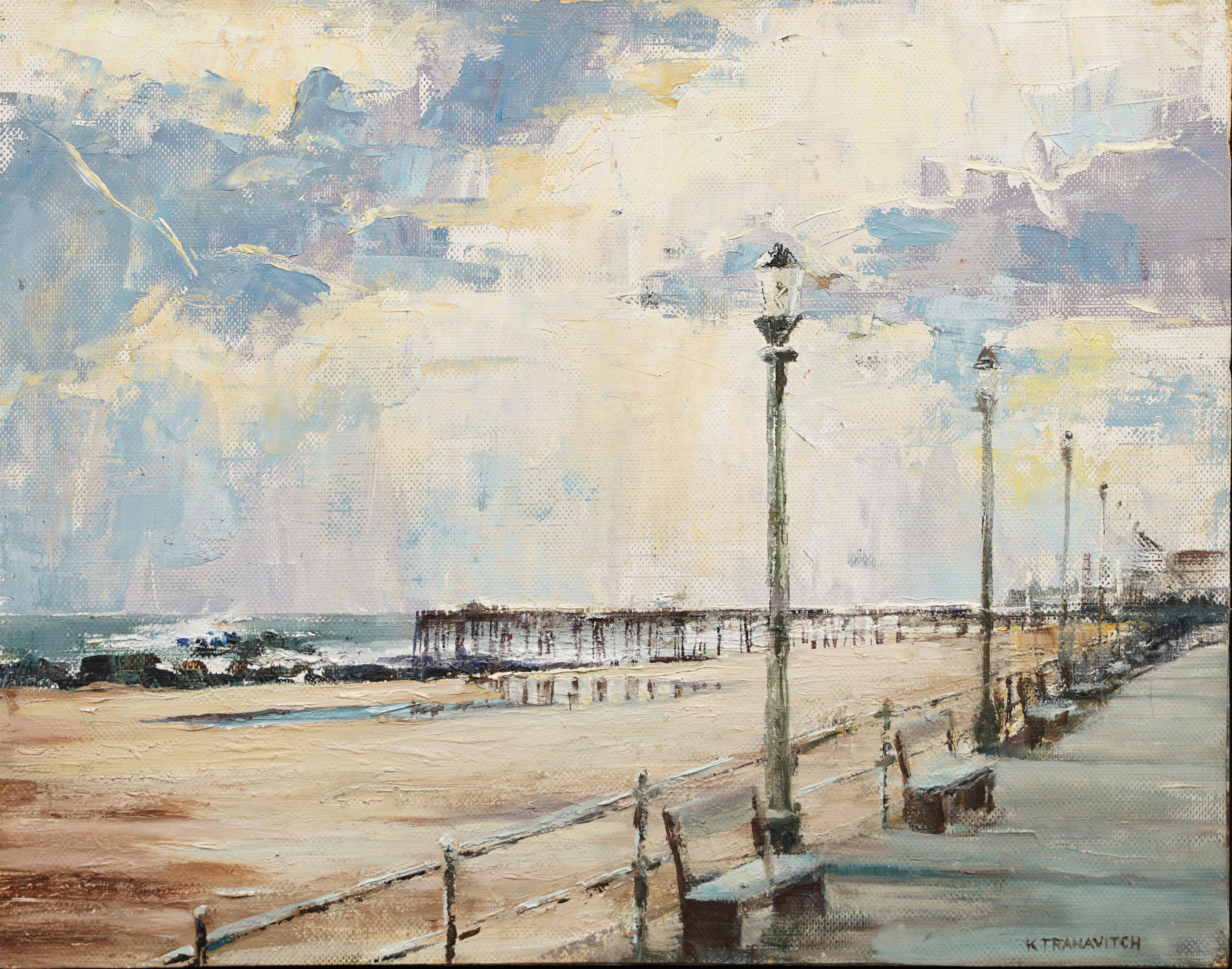 Vintage Framed American Beach Seascape Signed Original Oil Painting 1