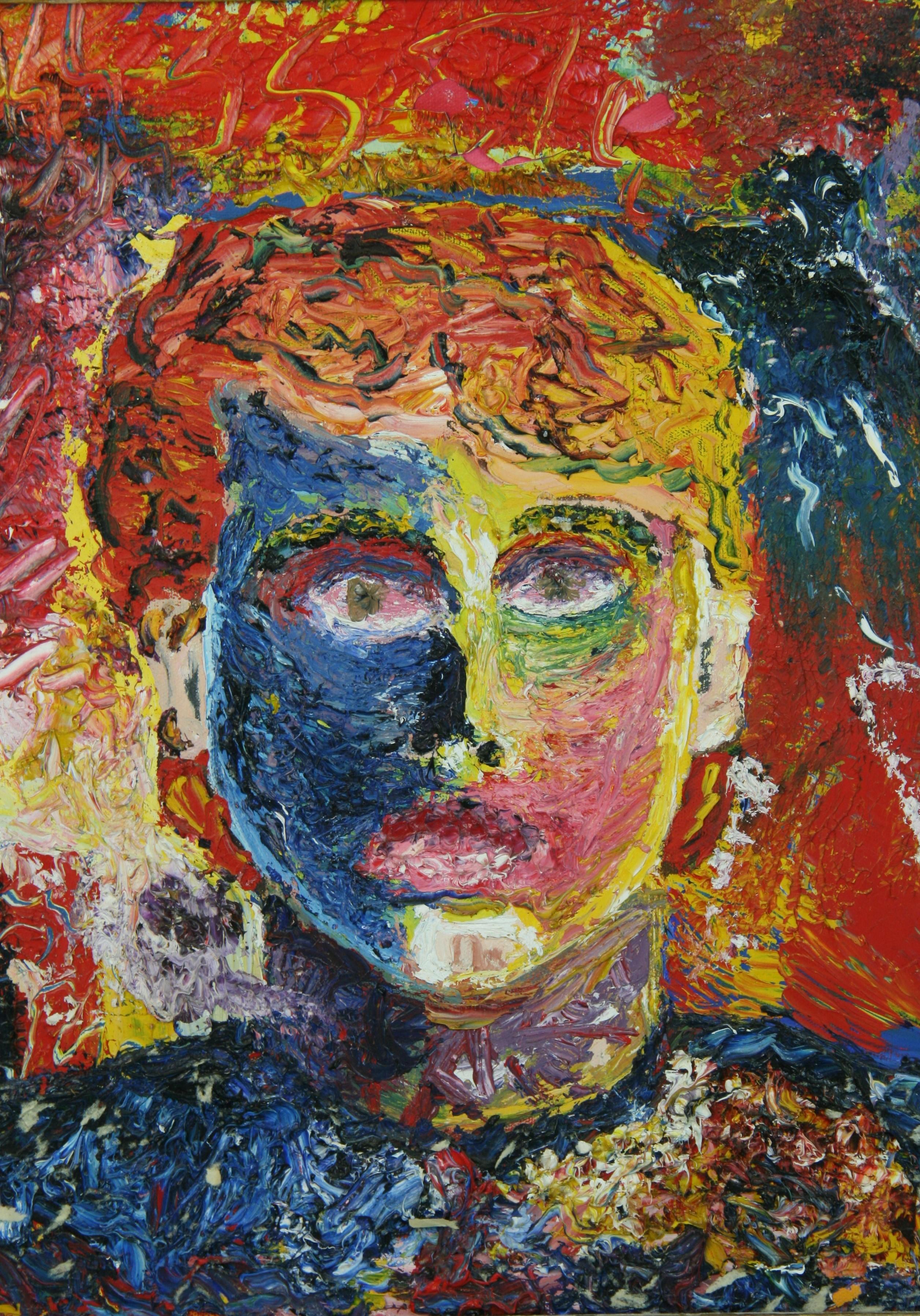 Vintage French Abstract Female Impasto Oil Painting For Sale 1